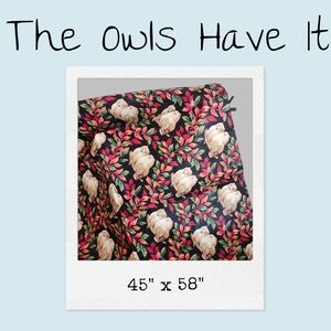 "The Owls Have It" Cotton Fabric | 45"x58" and 45"x36" and 45"x3 "Remnant Piece